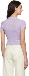 Calle Del Mar Purple Ribbed Short Sleeve Shirt