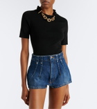 Mugler Pleated denim shorts