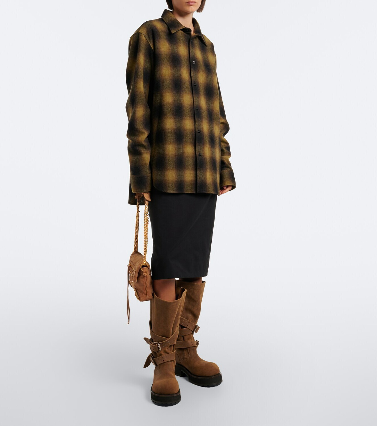 Balenciaga Checked wool-blend flannel overshirt