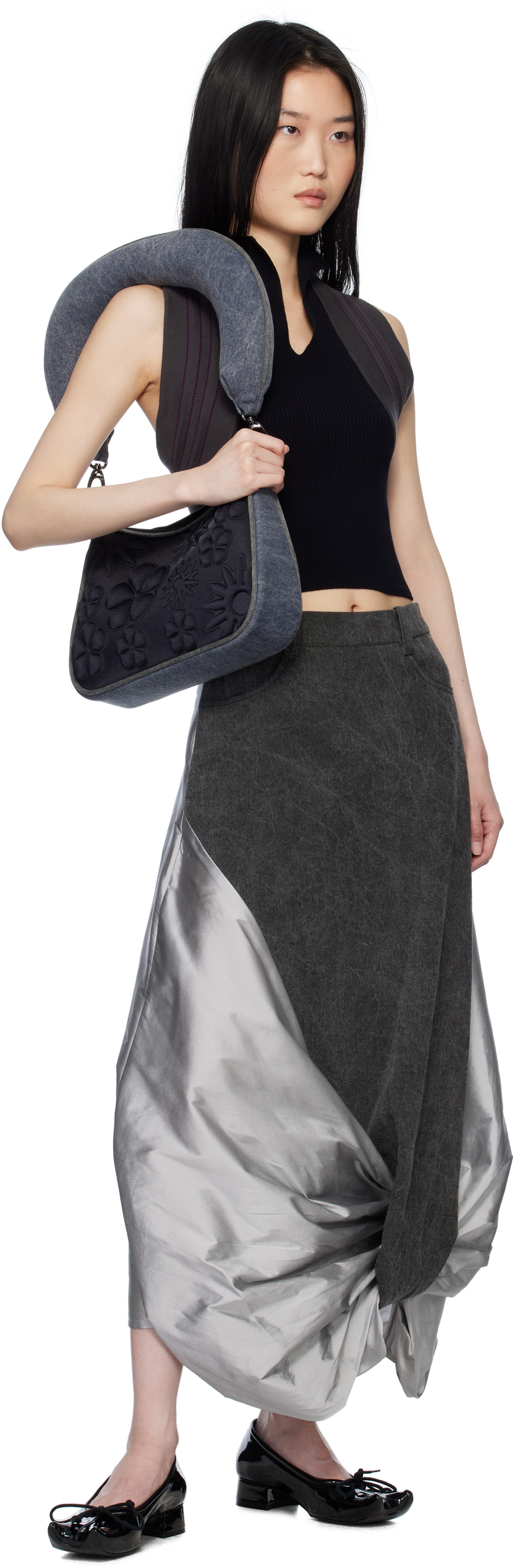 Paula Canovas Del Vas Gray Carmen Denim Bag