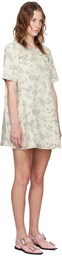 GANNI Off-White Floral Denim Minidress