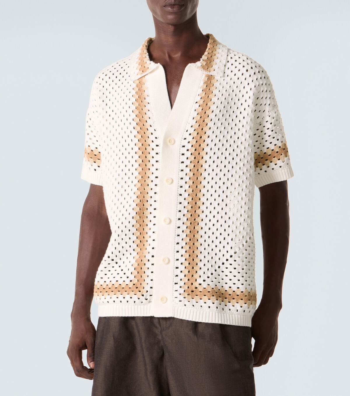 Frescobol Carioca Pinto crochet cotton bowling shirt