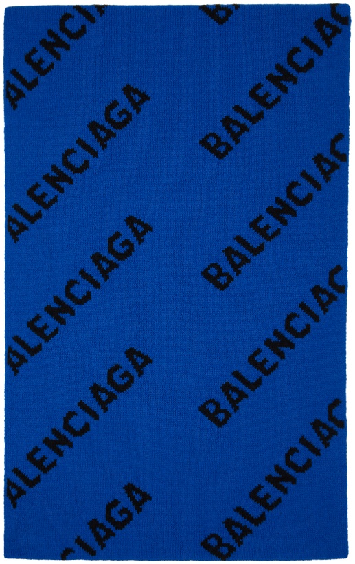 Photo: Balenciaga Blue Allover Logo Scarf