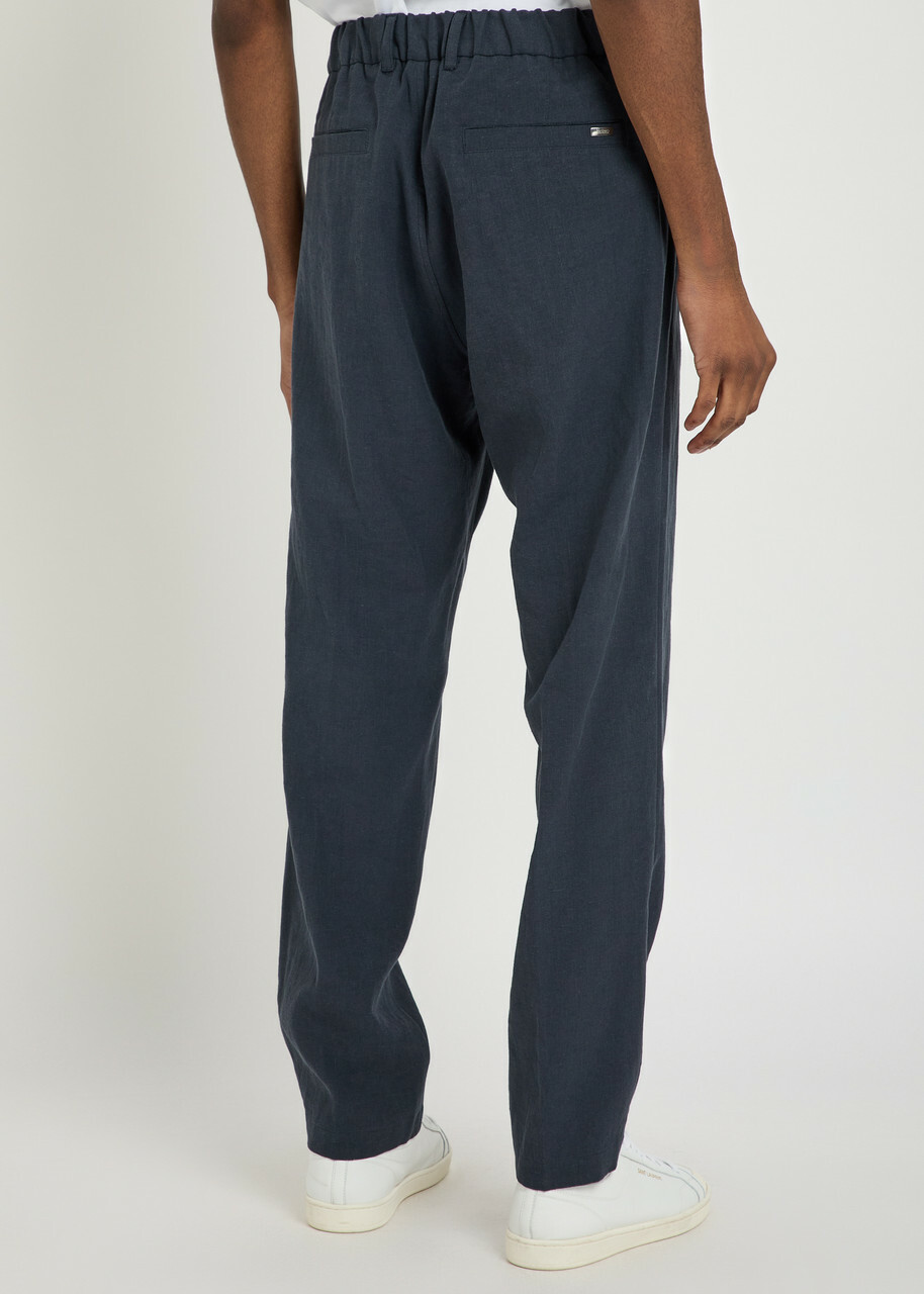 Herno Linen and Cotton-blend Trousers Navy