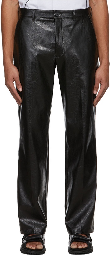 Photo: MCQ Black Faux-Leather Skater Trousers