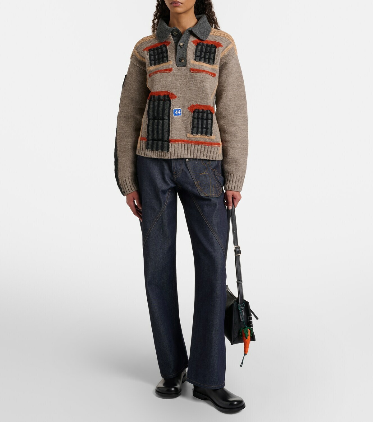 JW Anderson Embroidered high-rise straight jeans