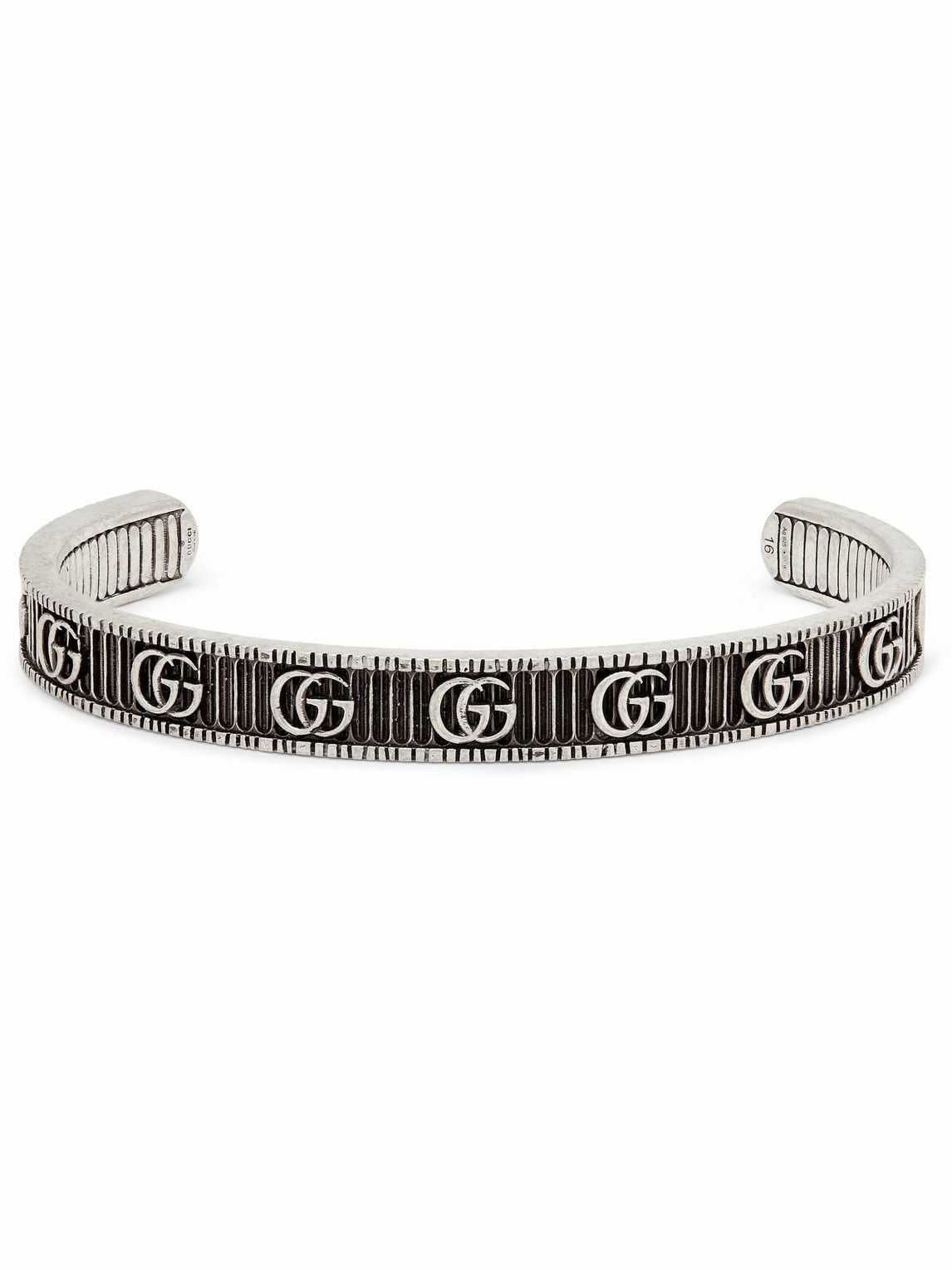 GUCCI - Engraved Burnished Sterling Silver Cuff - Silver Gucci