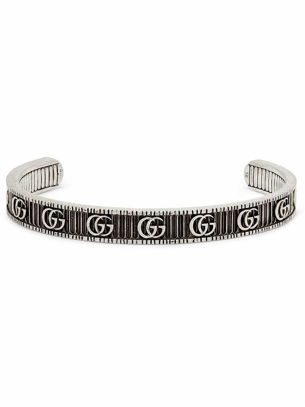 Photo: GUCCI - Engraved Burnished Sterling Silver Cuff - Silver