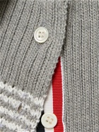 THOM BROWNE Cotton Knit 4 Stripe Cardigan with Pockets