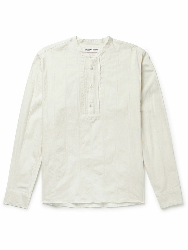 Photo: Orlebar Brown - Hemlock Grandad-Collar Cotton-Voile Half-Placket Shirt - White