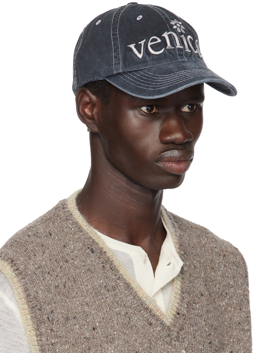 最終値下げ ERL VENICE EMBROIDERED CAP ERL Black Venice Cap ERL