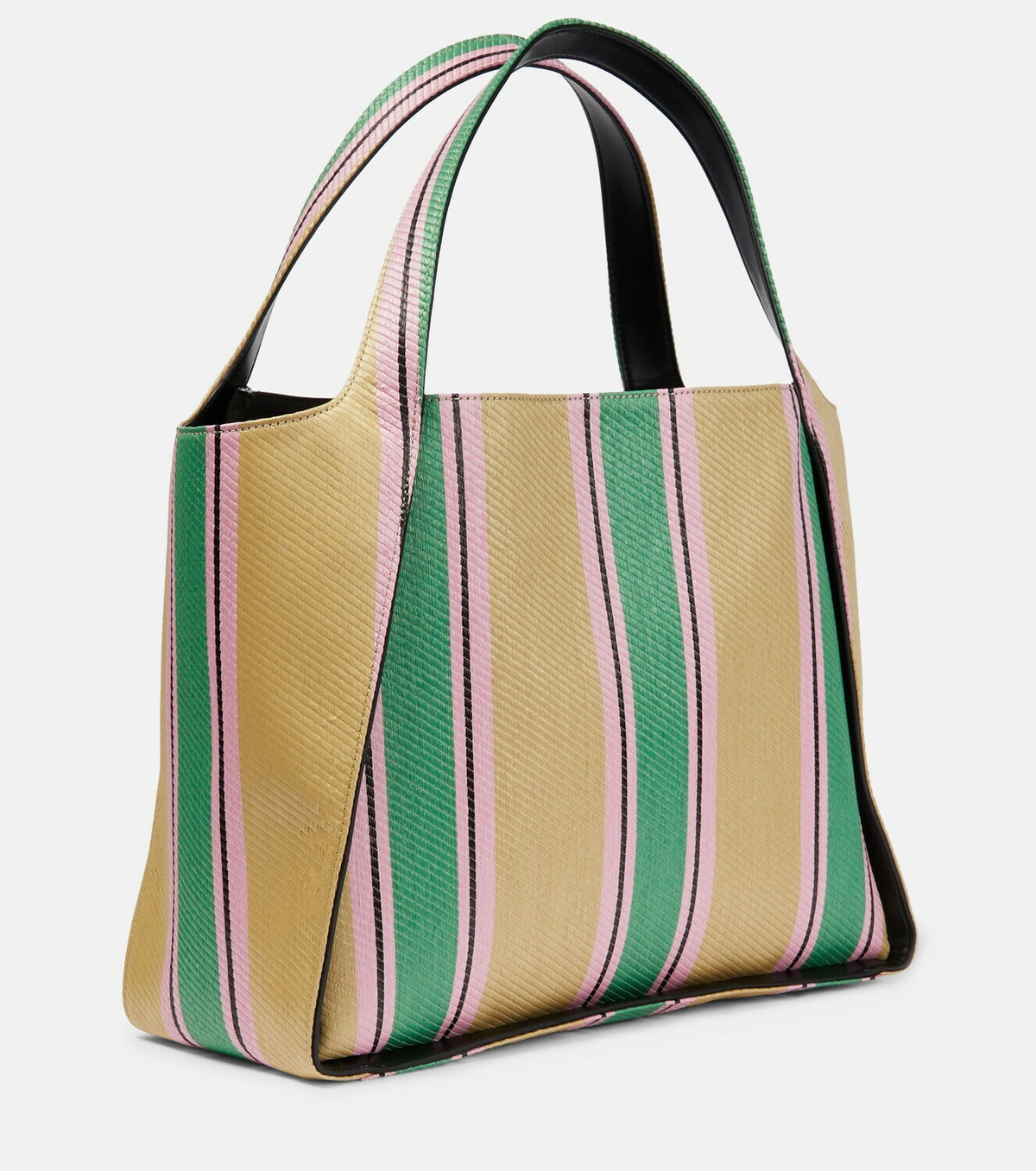 トートバッグ Stella Mccartney Pink raffia Stella Logo shopping bag Stella Mccartney Raffia striped logo tote bag | The Fashion