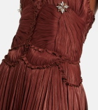 Costarellos Embellished ruched georgette gown