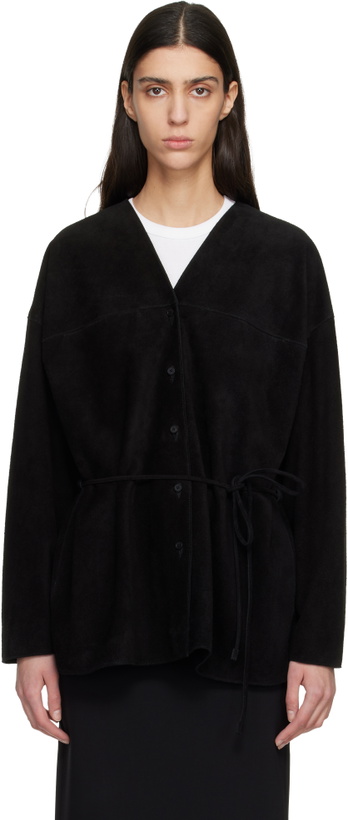 Photo: LE17SEPTEMBRE Black Collarless Suede Jacket