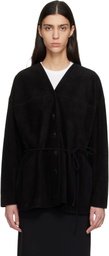 LE17SEPTEMBRE Black Collarless Suede Jacket