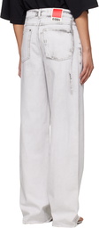 032c Gray 'Down To Earth' Wide Leg Jeans