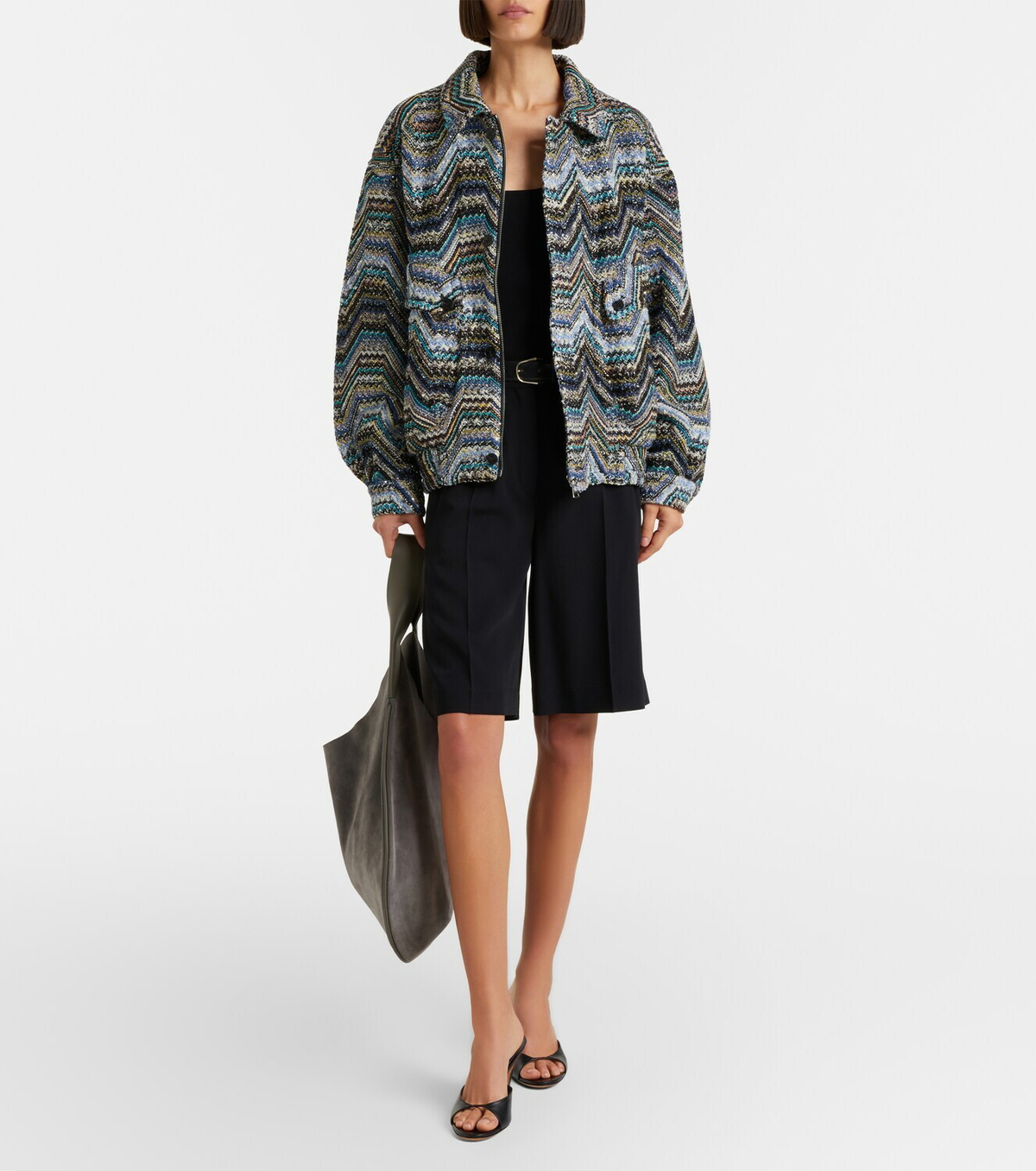 Missoni Zigzag oversized jacquard wool-blend jacket