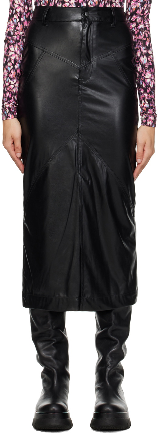 Isabel Marant Etoile Black Breanne Faux-Leather Midi Skirt Isabel Marant  Etoile