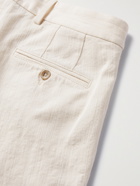 LORO PIANA - Slim-Fit Tapered Pleated Cotton and Linen-Blend Trousers - Neutrals
