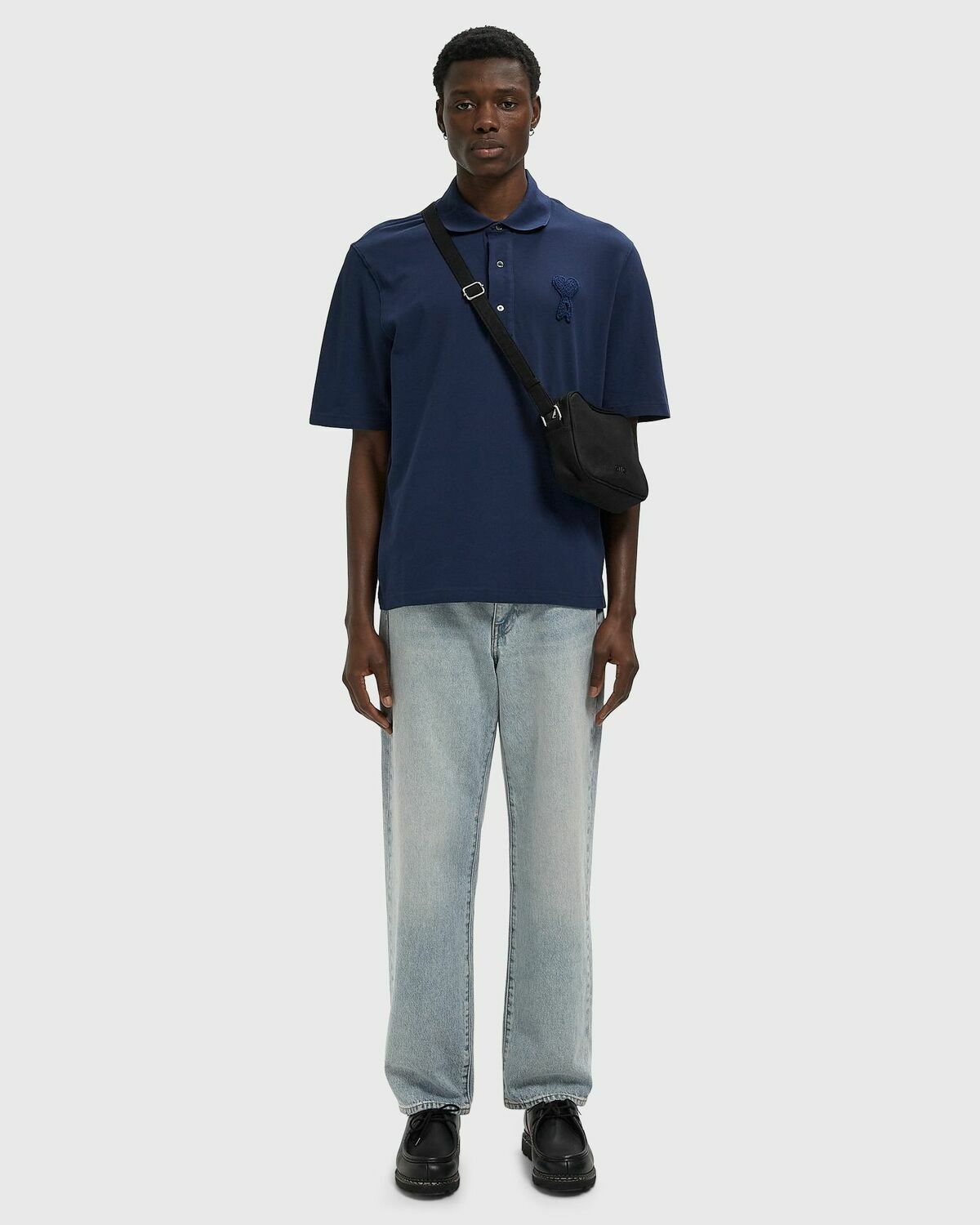 BOXY FIT POLO WITH AMI DE COEUR KNITTED PATCH