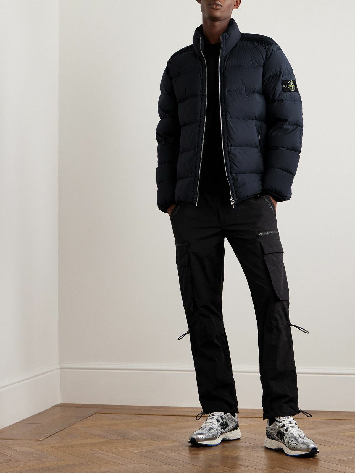 Stone Island - Logo-Appliquéd Quilted Padded Shell Down Jacket - Blue ...