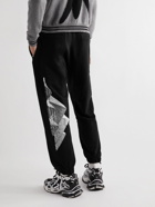 MSFTSrep - Tapered Printed Cotton-Jersey Sweatpants - Black
