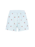 MC2 Saint Barth Woman Seersucker Striped Pull Up Shorts Meave With Cherry Patches