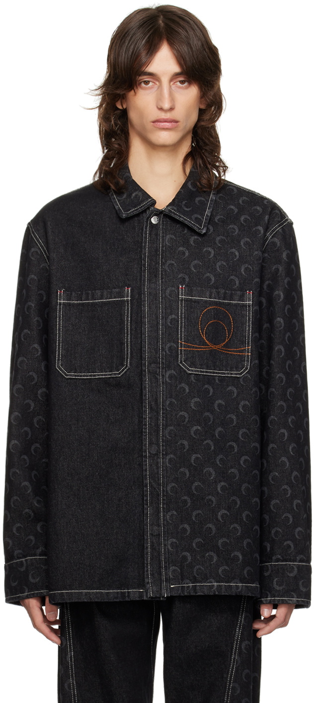 Marine Serre Blue & Green Moon Denim Jacket Marine Serre Marine Serre Blue & Green Moon Denim Jacket Marine Serre