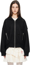 Simone Rocha Black Embellished Oversized Split Hood Jacket
