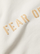 FEAR OF GOD - Logo-Flocked Fleece-Back Cotton-Jersey Hoodie - Neutrals - S