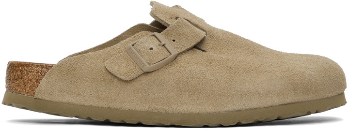 Photo: Birkenstock Tan Suede Soft Footbed Boston Loafers