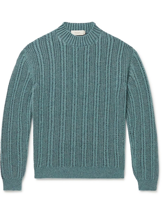 Photo: Agnona - Cable-Knit Cashmere and Silk-Blend Sweater - Blue