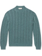 Agnona - Cable-Knit Cashmere and Silk-Blend Sweater - Blue