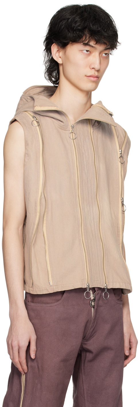 Charlie Constantinou Beige Adjustable Fit Denim Vest