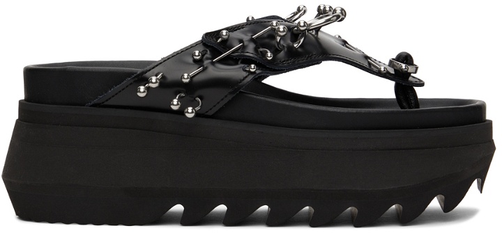 Photo: Sacai Black Pierced Thong Platform Sandals