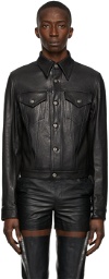 Sean Suen Black Trucker Leather Jacket