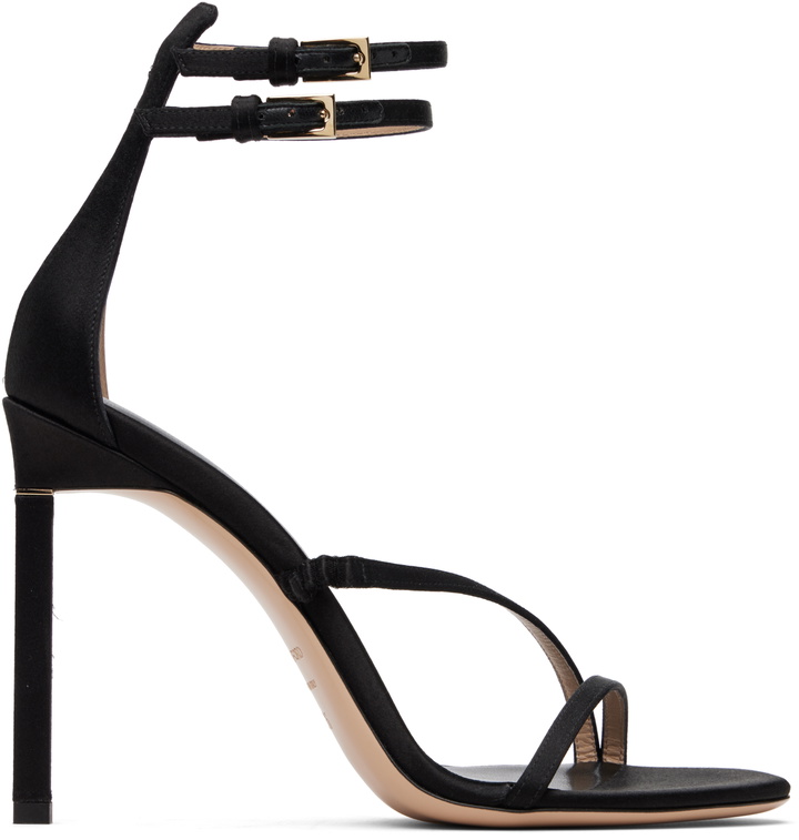 Photo: TOM FORD Black Satin T Ankle Strap Sandals
