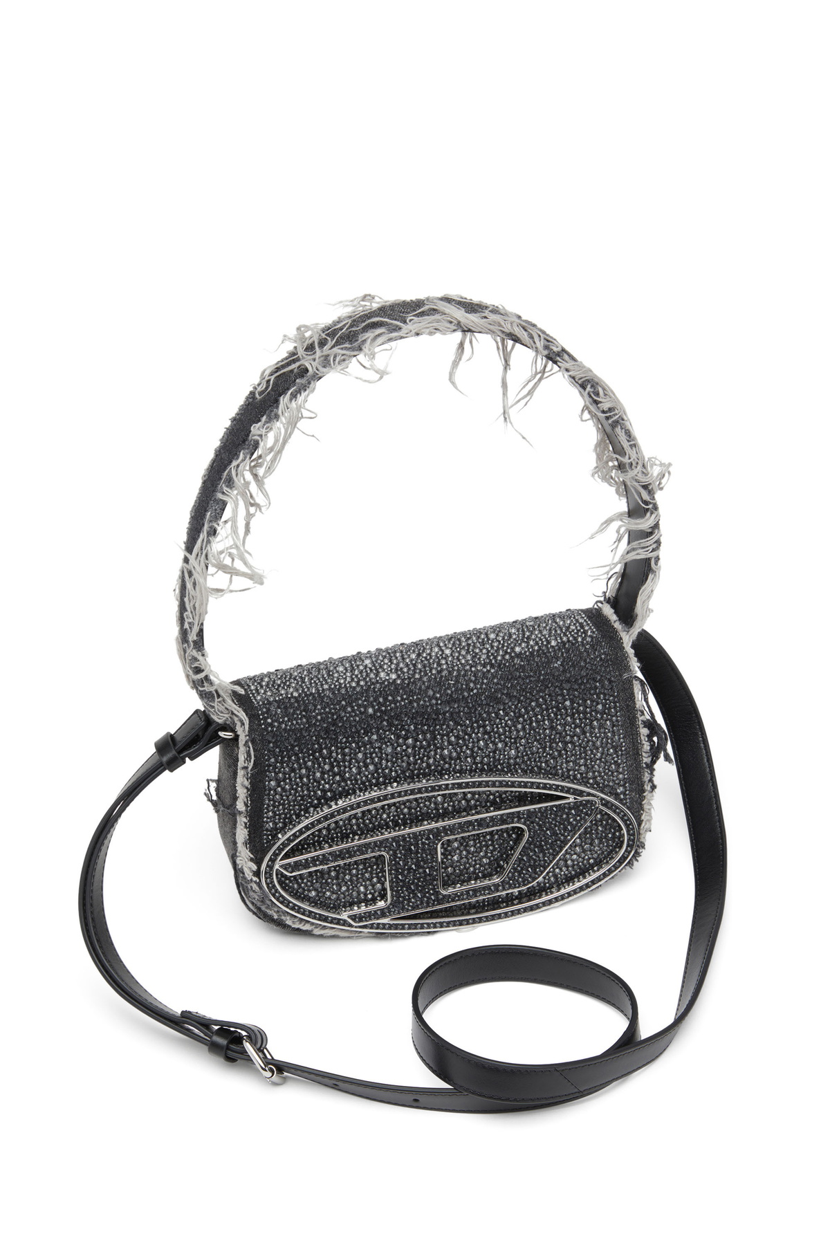 Diesel 1DR-Iconic shoulder bag in denim and crystals - Shoulder Bags ...