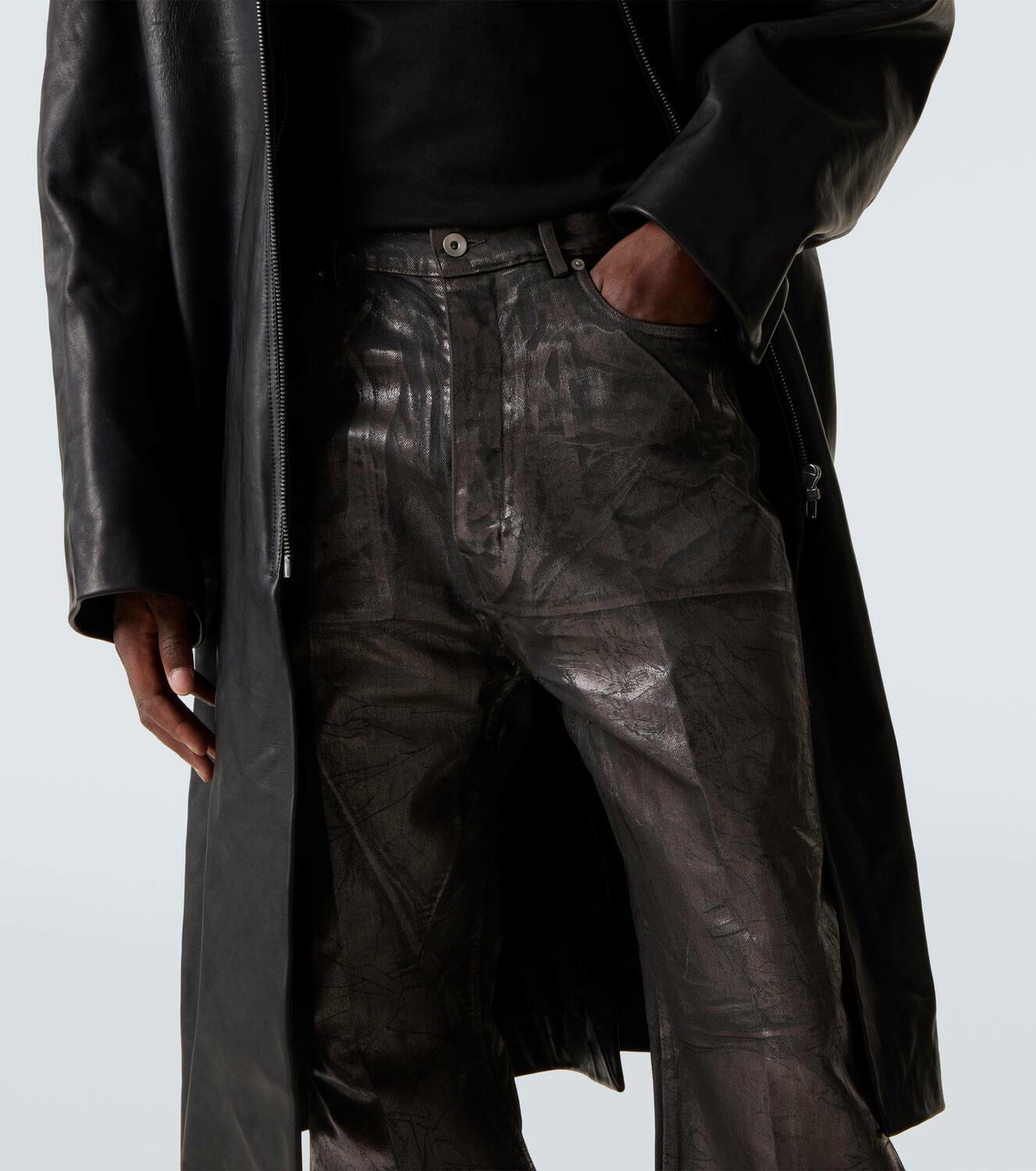 Rick Owens Coated wide-leg jeans