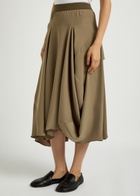 High Aubrey Draped Stretch-jersey Midi Skirt Dark Green