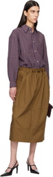 Meryll Rogge Brown Workwear Drawstring Denim Midi Skirt