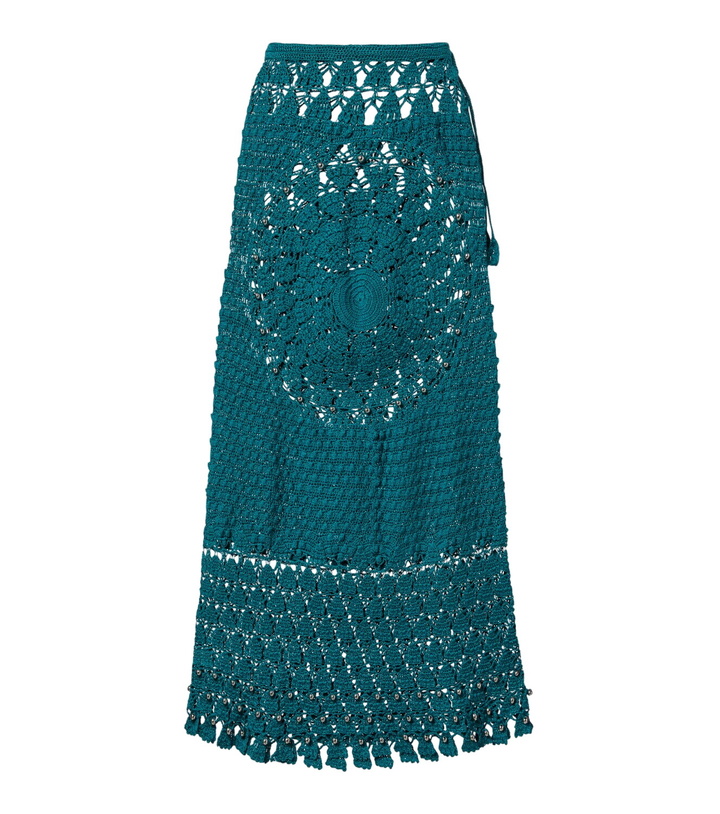 Photo: Rabanne Embellished crochet cotton midi skirt