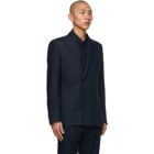 Dolce and Gabbana Navy Linen Double-Breasted Blazer