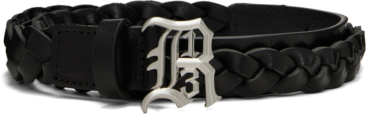 R13 Black Braided Logo Belt