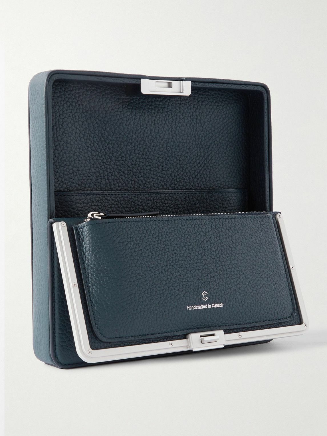 Charles Simon - Logo-Print Full-Grain Leather and Silver-Tone Travel Wallet