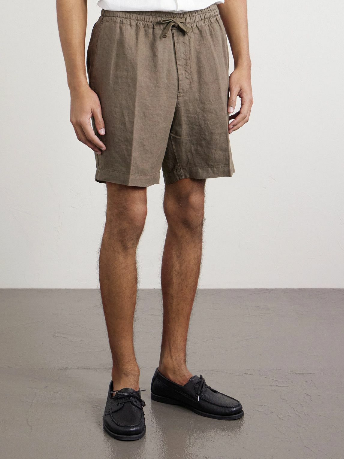 Altea - Samuel Straight-Leg Linen Drawstring Shorts - Green