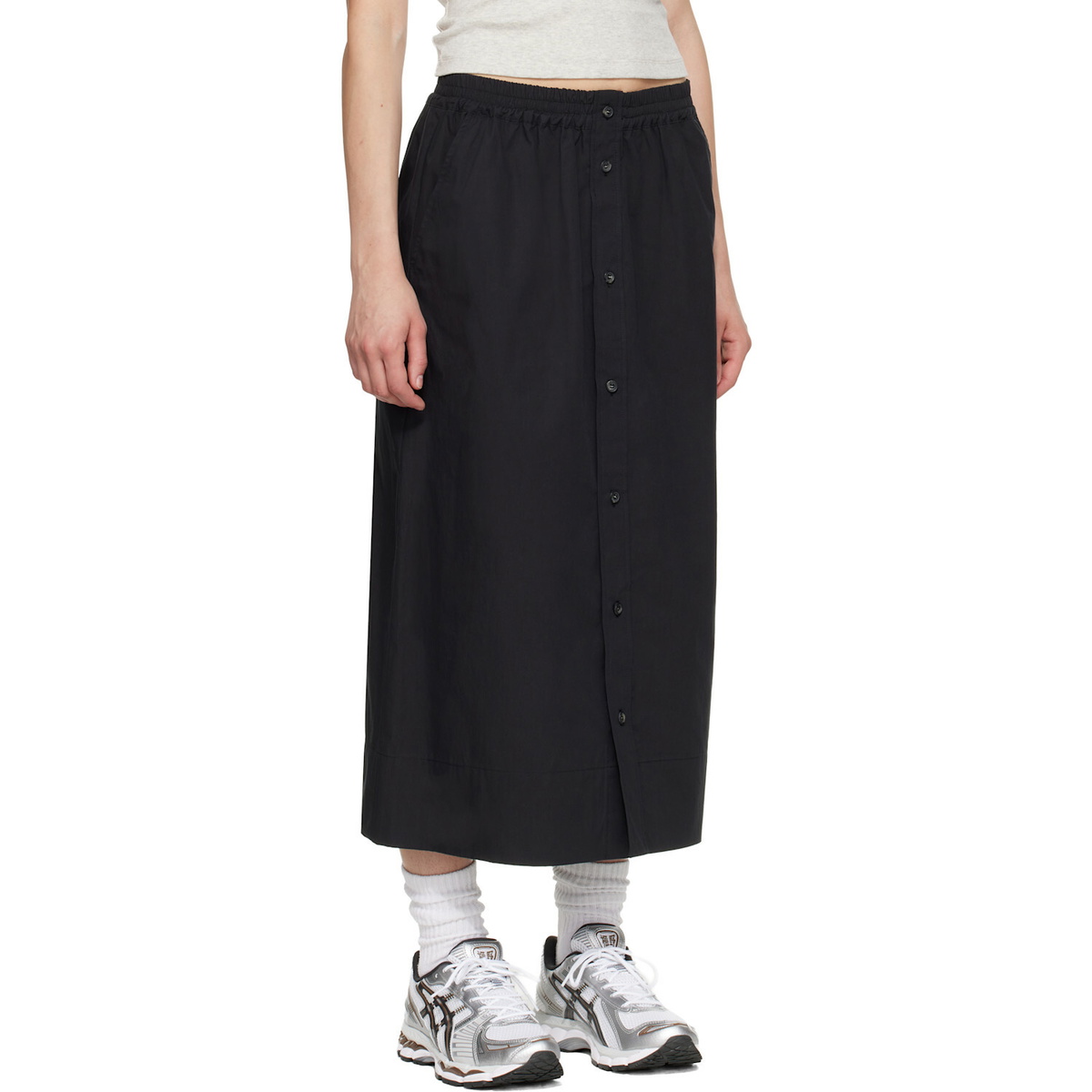 A.P.C. Black Organic Cotton Midi Skirt