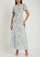 Needle & Thread Pompadour Garden Floral-print Tulle Gown Light Blue