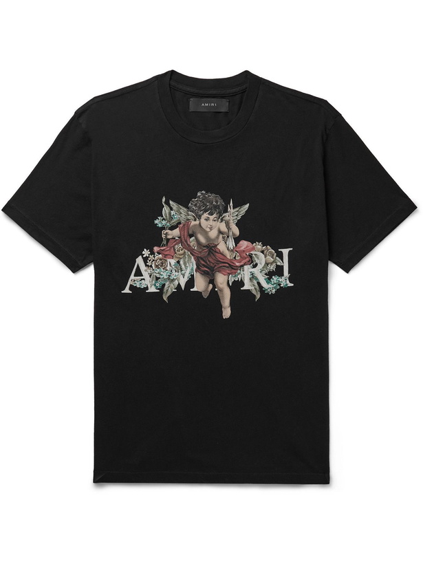 Photo: AMIRI - Cherub Printed Cotton-Jersey T-Shirt - Black