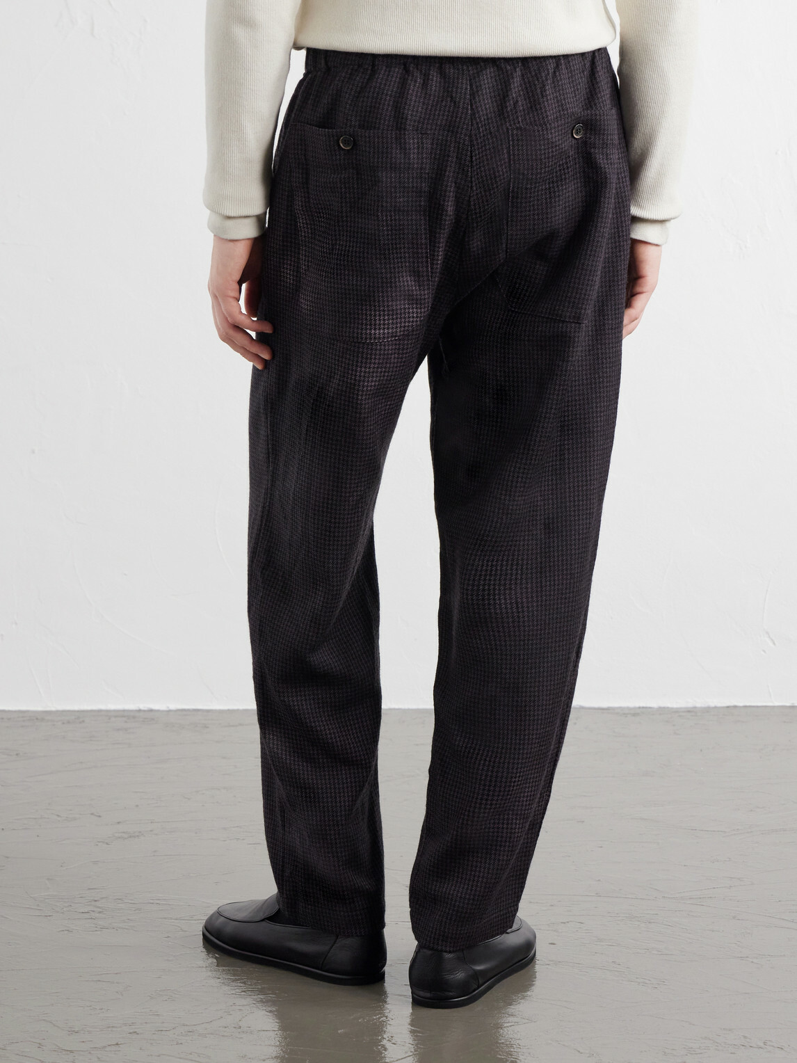 Barena - Straight-Leg Garment-Dyed Houndstooth Wool Trousers - Black